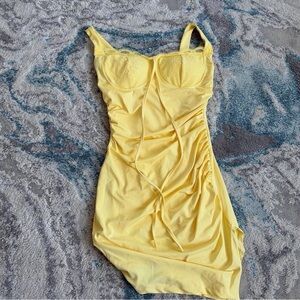Amazon Yellow Midi Dress with Built-In Cups